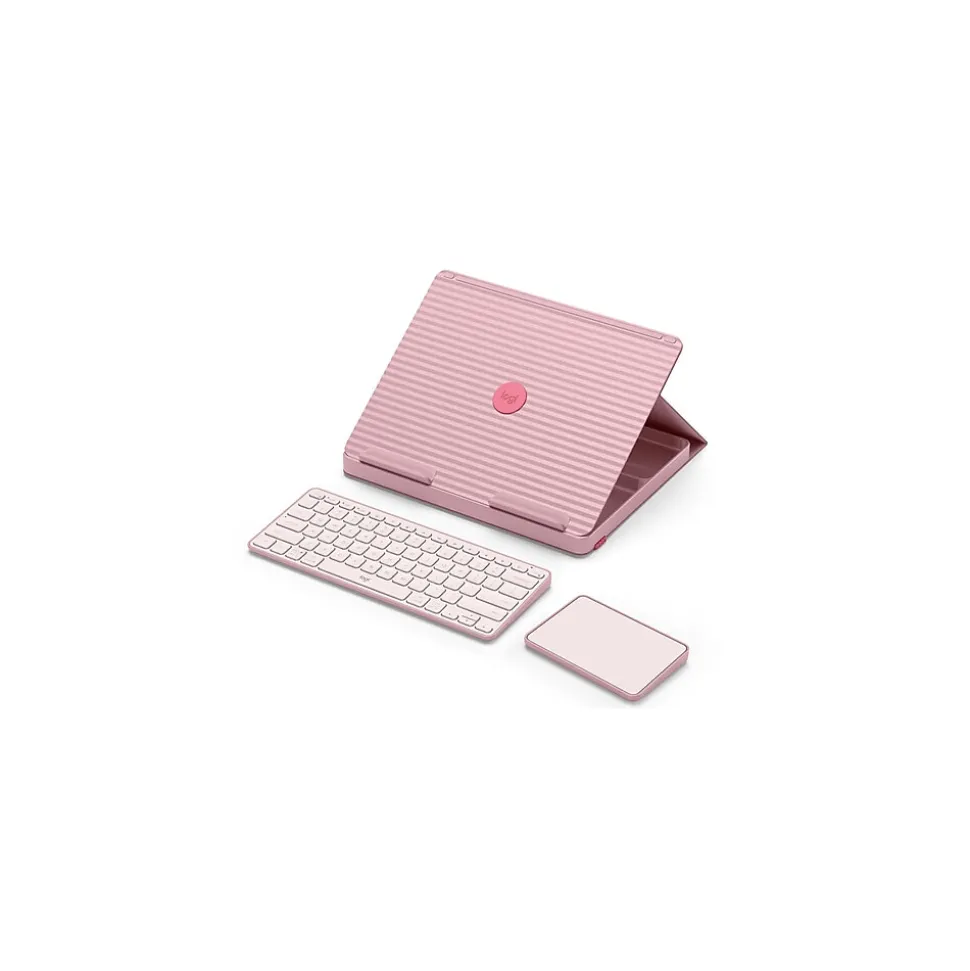 Logitech Casa Pop-Up Desk Work From Home Kit: Laptop Stand, Keyboard, Touchpad & Storage, Bohemian Blush (920-011237)