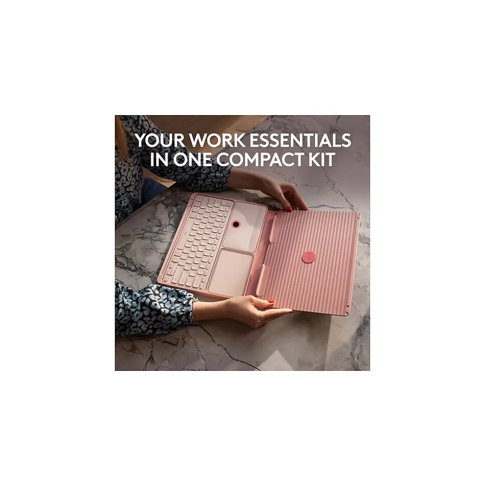 Logitech Casa Pop-Up Desk Work From Home Kit: Laptop Stand, Keyboard, Touchpad & Storage, Bohemian Blush (920-011237)