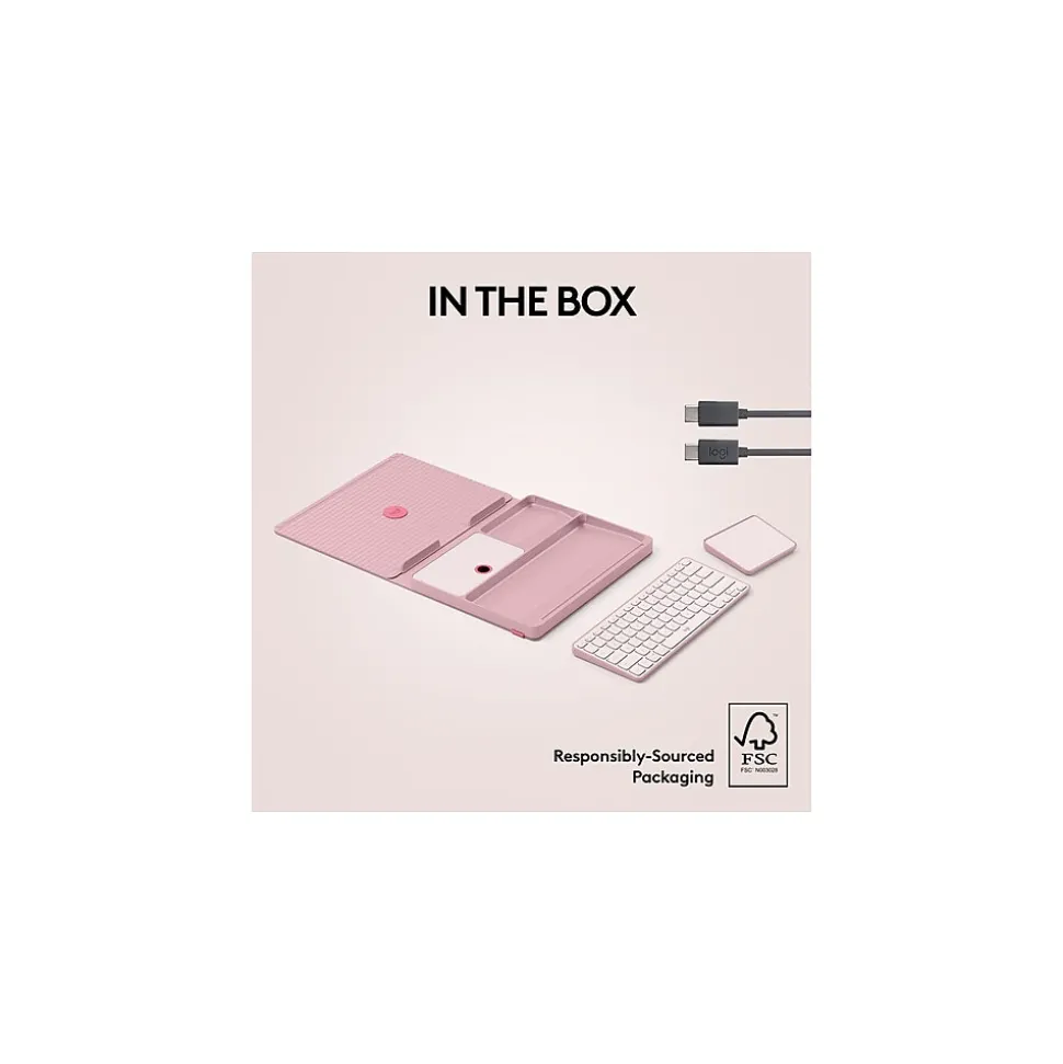 Logitech Casa Pop-Up Desk Work From Home Kit: Laptop Stand, Keyboard, Touchpad & Storage, Bohemian Blush (920-011237)