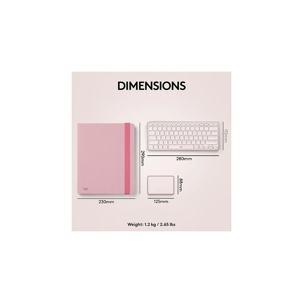 Logitech Casa Pop-Up Desk Work From Home Kit: Laptop Stand, Keyboard, Touchpad & Storage, Bohemian Blush (920-011237)