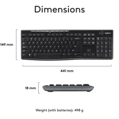 Logitech Combo MK270 Wireless Keyboard & Mouse, Black (920-004536)