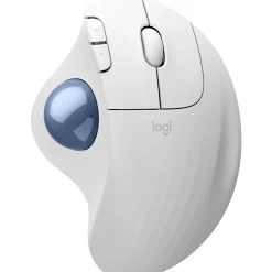 Logitech Ergo M575S Wireless Ergonomic Optical USB Mouse, Off-White/Blue (910-007028)
