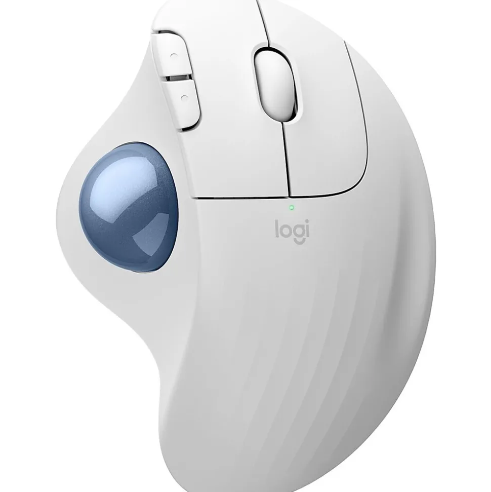 Logitech Ergo M575S Wireless Ergonomic Optical USB Mouse, Off-White/Blue (910-007028)