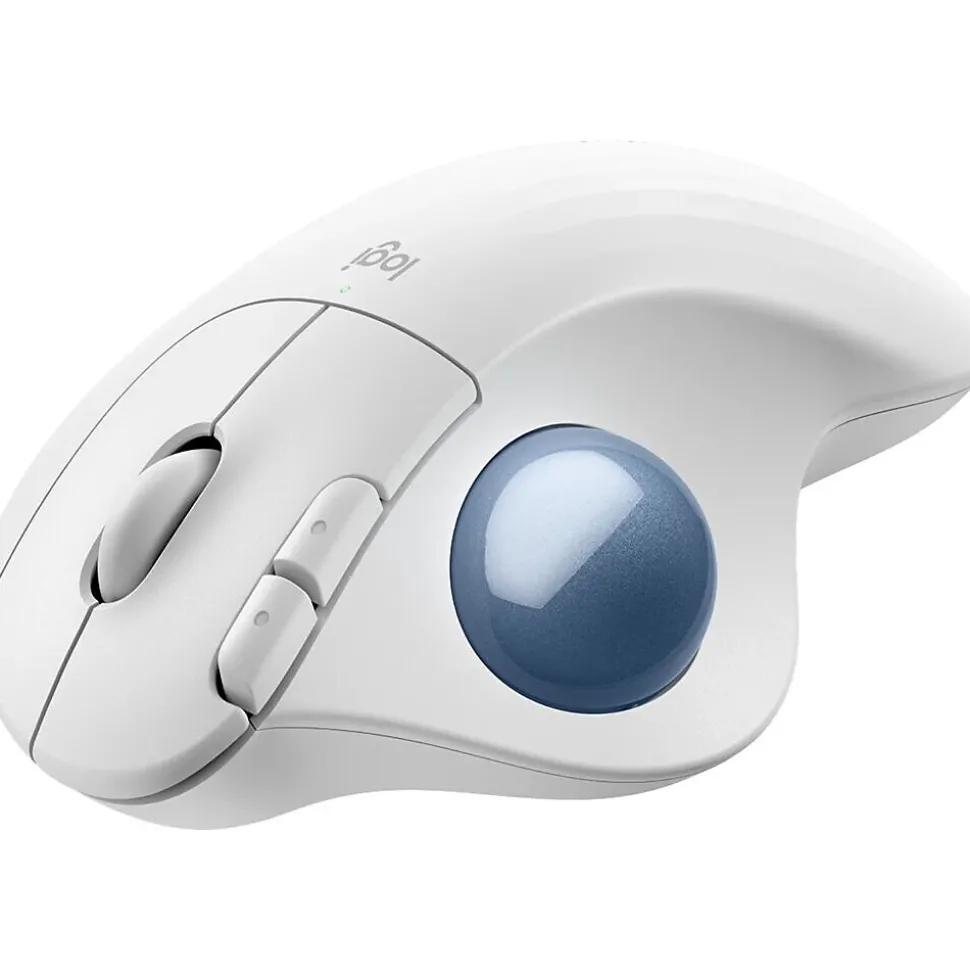 Logitech Ergo M575S Wireless Ergonomic Optical USB Mouse, Off-White/Blue (910-007028)