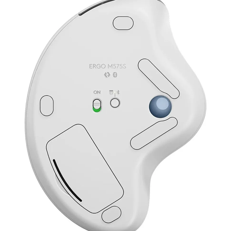 Logitech Ergo M575S Wireless Ergonomic Optical USB Mouse, Off-White/Blue (910-007028)