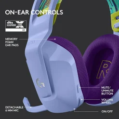 Logitech G Series G733 Wireless Over-the-Ear Gaming Headset, Lilac (981-000889)