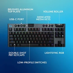 Logitech G Series G915 X LIGHTSPEED TKL Wireless Tactile Gaming Keyboard, Black (920-012715)