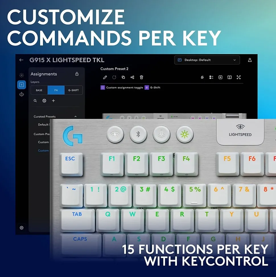 Logitech G Series G915 X LIGHTSPEED TKL Wireless Tactile Gaming Keyboard, White (920-012732)