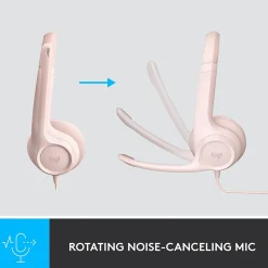 Logitech H390 Noise Canceling Stereo Headset, Rose (981-001280)