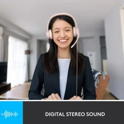 Logitech H390 Wired Headset For PC/Laptop, Rose Noise Canceling Stereo Computer Headset, USB-A (981-001280)