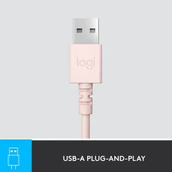 Logitech H390 Wired Headset For PC/Laptop, Rose Noise Canceling Stereo Computer Headset, USB-A (981-001280)