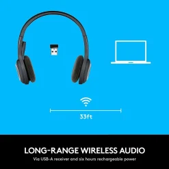 Logitech H600 Wireless Computer Headset, Over-the-Head, Black