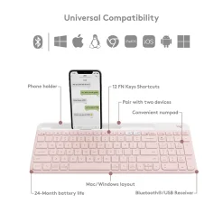 Logitech K585 Slim Multi-Device Wireless Keyboard, Rose (920-011477)