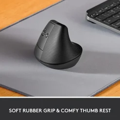 Logitech Lift Left Wireless Left-Handed Optical USB Mouse, Graphite (910-006467)