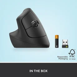 Logitech Lift Left Wireless Left-Handed Optical USB Mouse, Graphite (910-006467)