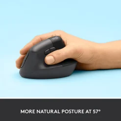 Logitech Lift Vertical Wireless Ergonomic Vertical Optical Bluetooth & USB Mouse, Graphite (910-006466)