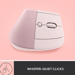 Logitech Lift Wireless Ergonomic Vertical Optical Bluetooth & USB Mouse, Rose (910-006472)