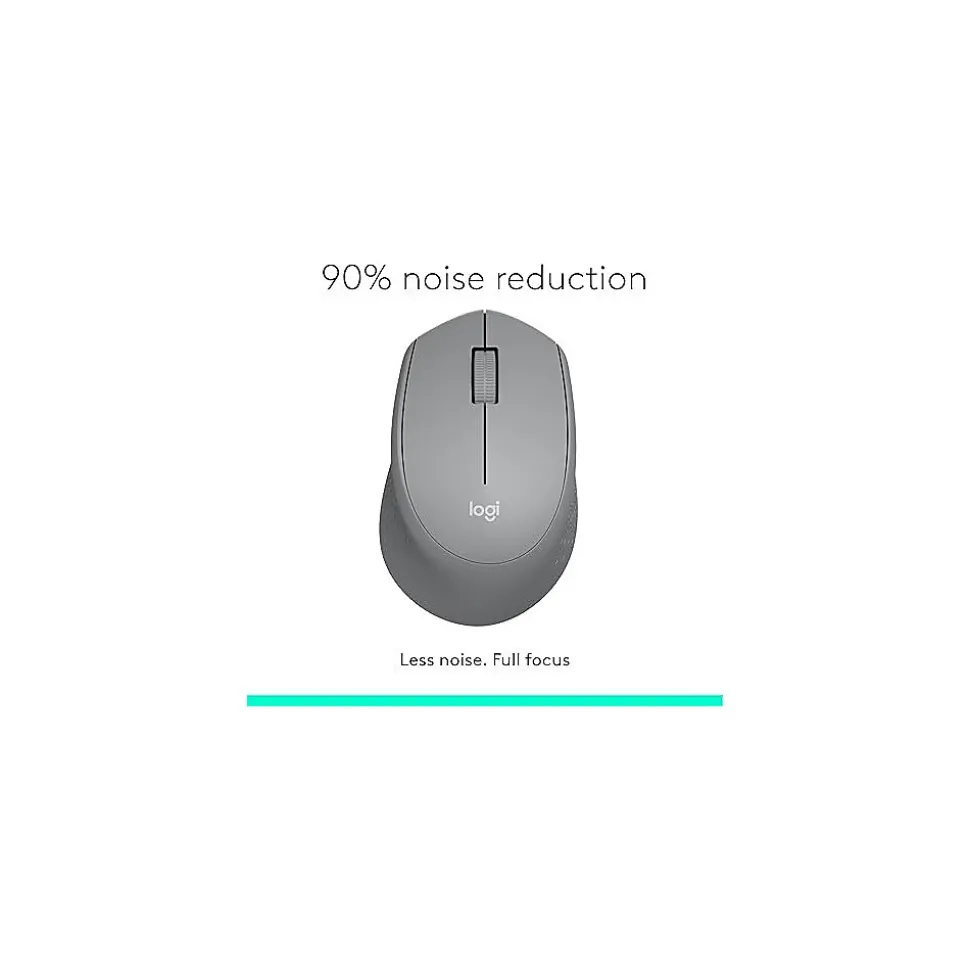 Logitech M330 Silent Plus Wireless Optical USB Mouse, Gray (910-004908)