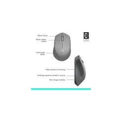 Logitech M330 Silent Plus Wireless Optical USB Mouse, Gray (910-004908)