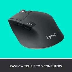 Logitech M720 TRIATHLON Wireless Ergonomic Optical Bluetooth & USB Mouse, Black (910-004790)