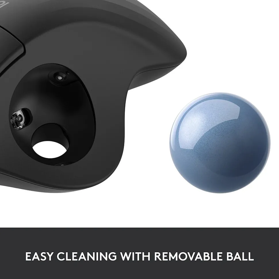 Logitech M575 Wireless Ergonomic Trackball Bluetooth & USB Mouse, Black (910-005869)