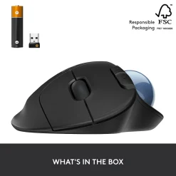 Logitech M575 Wireless Ergonomic Trackball Bluetooth & USB Mouse, Black (910-005869)