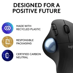 Logitech M575 Wireless Ergonomic Trackball Bluetooth & USB Mouse, Black (910-005869)