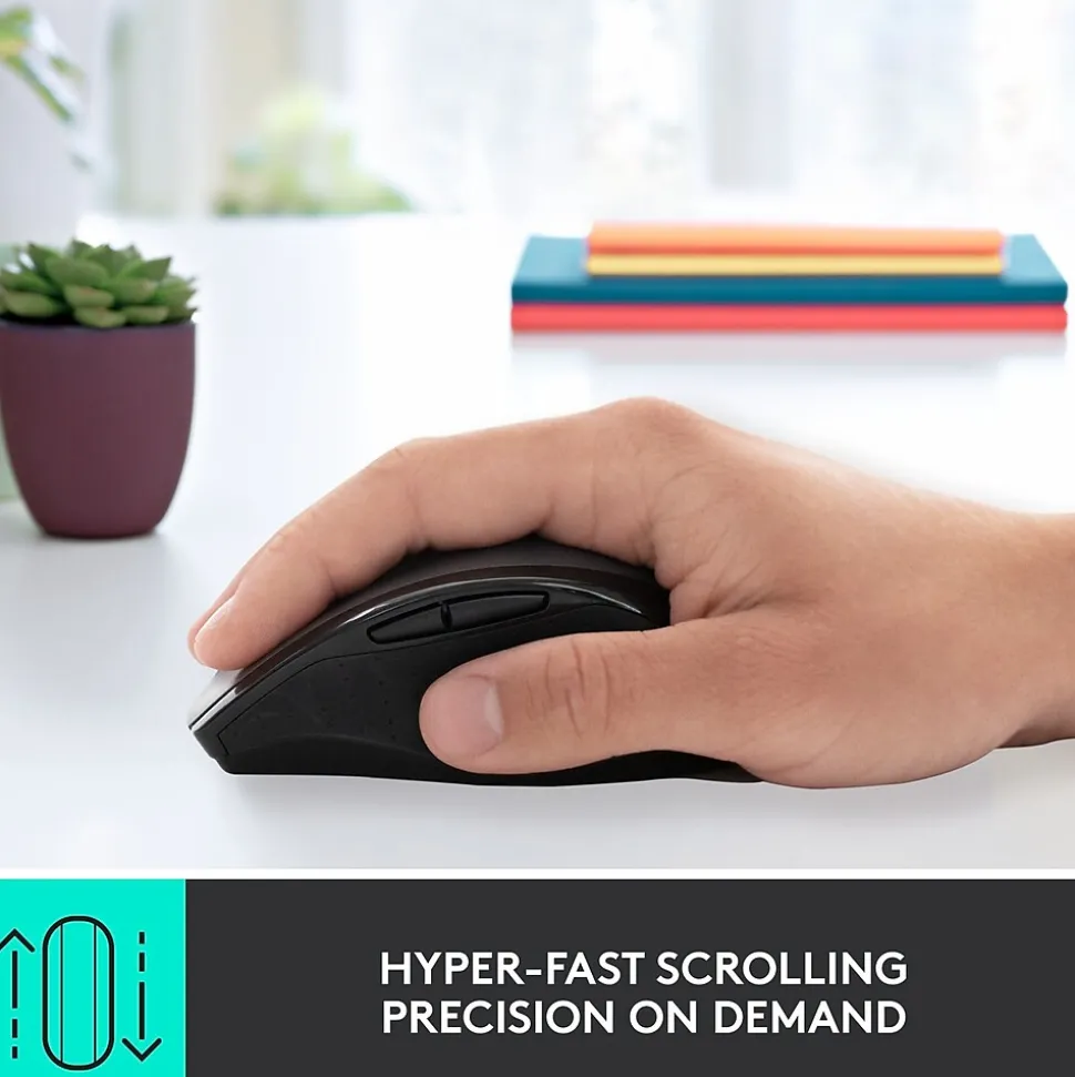 Logitech Marathon M705 Wireless Ergonomic Optical USB Mouse, Charcoal (910-001935)