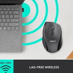 Logitech Marathon M705 Wireless Ergonomic Optical USB Mouse, Charcoal (910-001935)