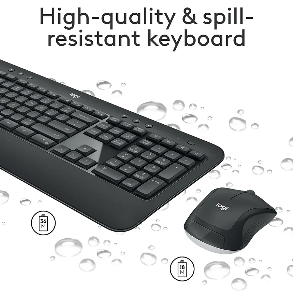Logitech MK540 Advanced Wireless Keyboard and Mouse Combo, Black (920-008671)