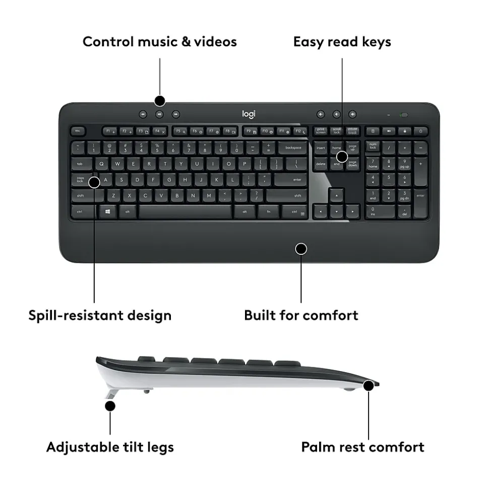 Logitech MK540 Advanced Wireless Keyboard and Mouse Combo, Black (920-008671)