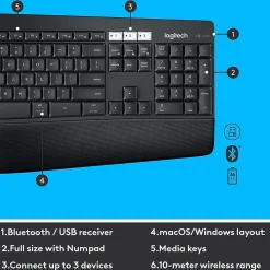 Logitech MK850 Performance Wireless Keyboard and Mouse Combo, Black (920-008219)