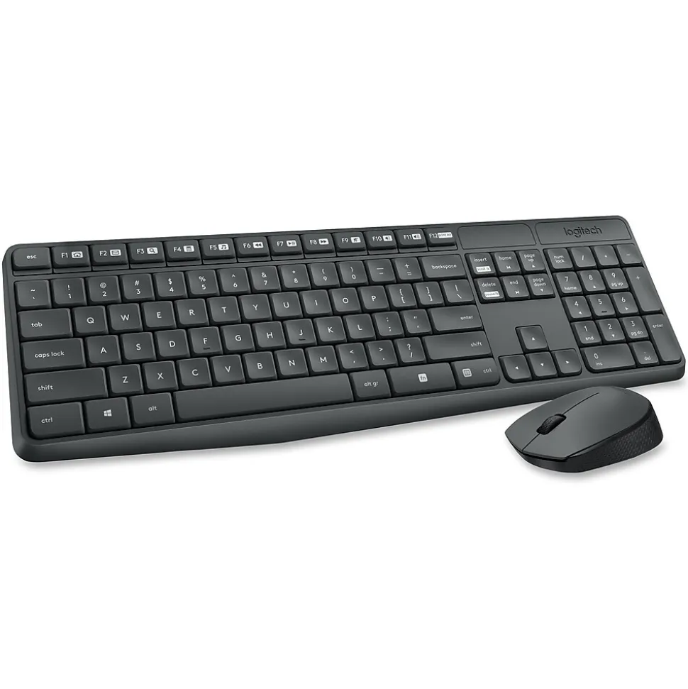 Logitech MK235 Wireless Keyboard and Optical Mouse Combo, Black (920-007897)
