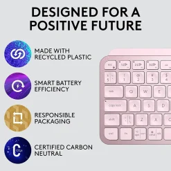 Logitech MX Keys Mini Wireless Ergonomic Keyboard, Rose (920-010474)