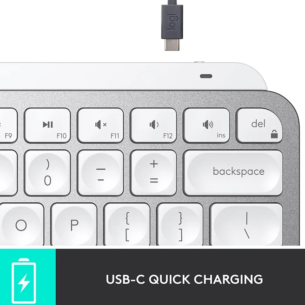 Logitech MX Keys Mini Wireless Ergonomic Keyboard, Pale Gray (920-010473)