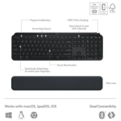 Logitech MX Keys S Wireless Ergonomic Keyboard and Optical Mouse Combo, Black (920-012274)