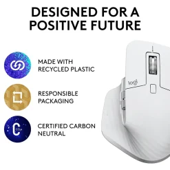 Logitech MX Master 3S Wireless Ergonomic Optical Bluetooth & USB Mouse, Pale Gray (910-006558)