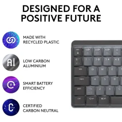 Logitech MX Mechanical Mini Illuminated Wireless Ergonomic Keyboard, Black/Gray (920-010551)