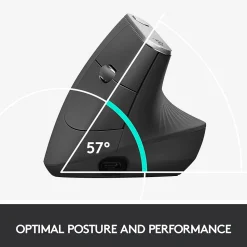 Logitech MX Vertical Wireless Ergonomic Vertical Ambidextrous Optical 2.4 GHz Mouse, Graphite (910-005447)
