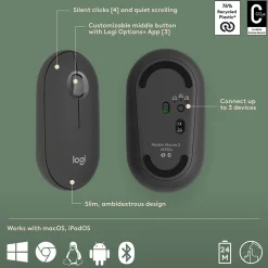 Logitech Pebble 2 Wireless Mouse Keyboard Combo, Tonal Graphite (920-012200)