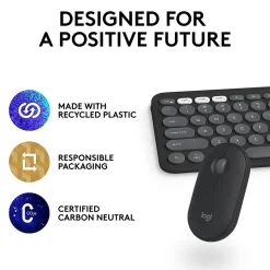 Logitech Pebble 2 Wireless Mouse Keyboard Combo, Tonal Graphite (920-012200)