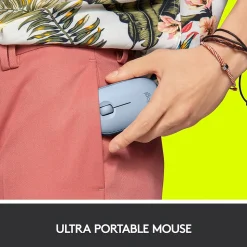 Logitech Pebble M350 Wireless Ambidextrous Optical Mouse, Blue Gray (910-005773)