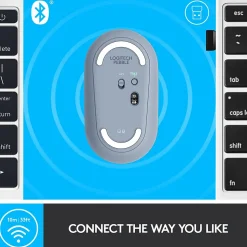 Logitech Pebble M350 Wireless Ambidextrous Optical Mouse, Blue Gray (910-005773)