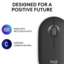 Logitech Pebble Mouse 2 M350s Wireless Ambidextrous Optical Mouse, Tonal Graphite (910-007024)