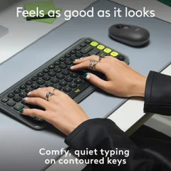 Logitech POP Icon Keys Wireless Ergonomic Keyboard, Graphite & Green (920-013143)
