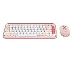 Logitech POP Icon Wireless Keyboard and Optical Mouse Combo, Rose and Off-White (920-013105)