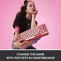Logitech POP Keys Wireless Bluetooth Mechanical Keyboard, Heartbreaker (920-010709)