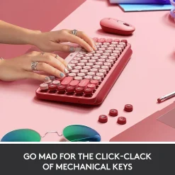 Logitech POP Keys Wireless Bluetooth Mechanical Keyboard, Heartbreaker (920-010709)