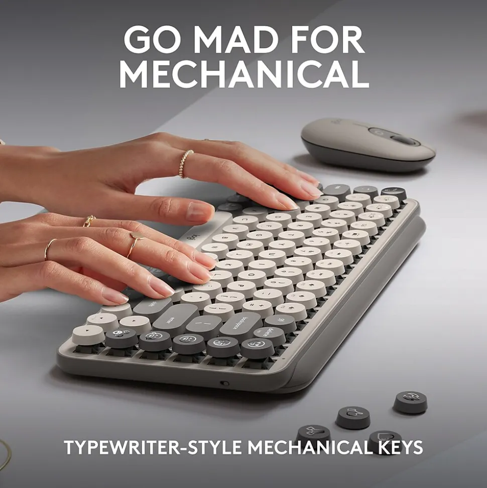 Logitech POP Keys Wireless Mechanical Keyboard, Mist (920-011232)