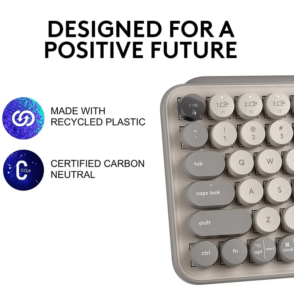 Logitech POP Keys Wireless Mechanical Keyboard, Mist (920-011232)